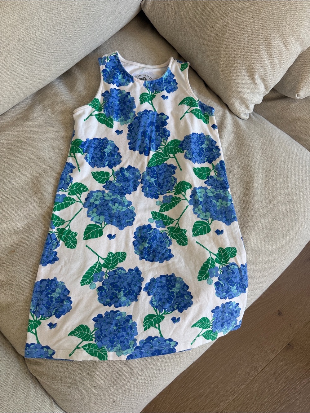 MAHI GOLD White Dress with Blue Floral Print